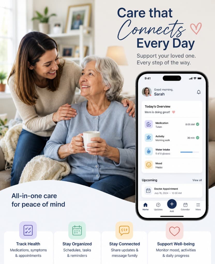 Care that connects every day — RockyCare supports families with health tracking, organization, and shared updates.